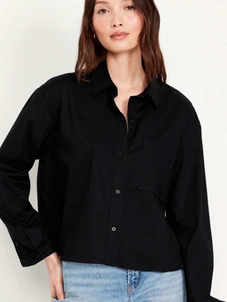 Old Navy Cropped Button Down Long Sleeve Shirt